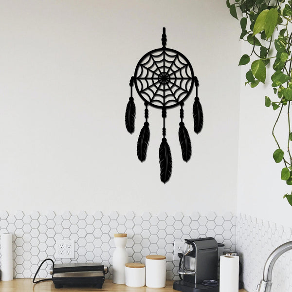 Dream Catcher with Five Feathers Design Premium Wooden Wall Hanging