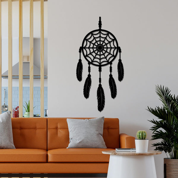 Dream Catcher with Five Feathers Design Premium Wooden Wall Hanging