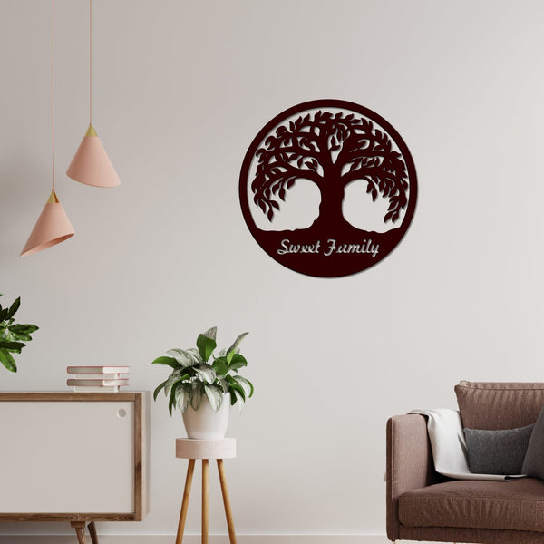 Tree Design in Circle Premium Wooden Wall Hanging