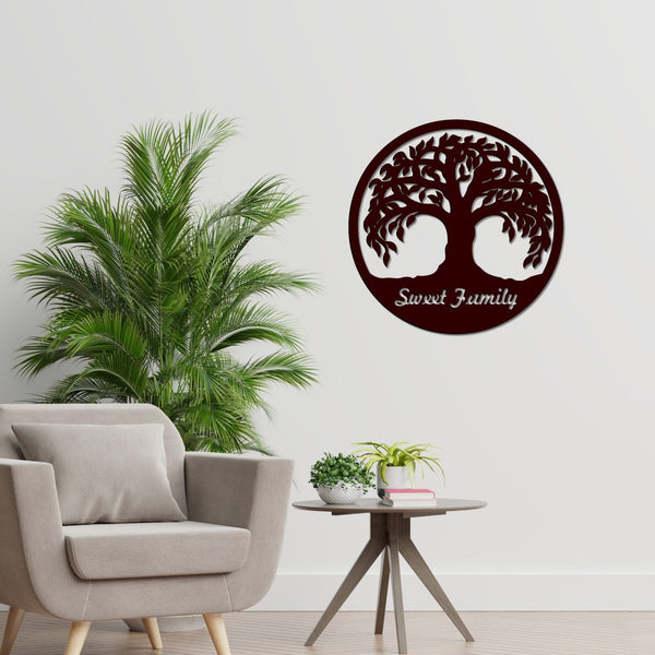 Tree Design in Circle Premium Wooden Wall Hanging