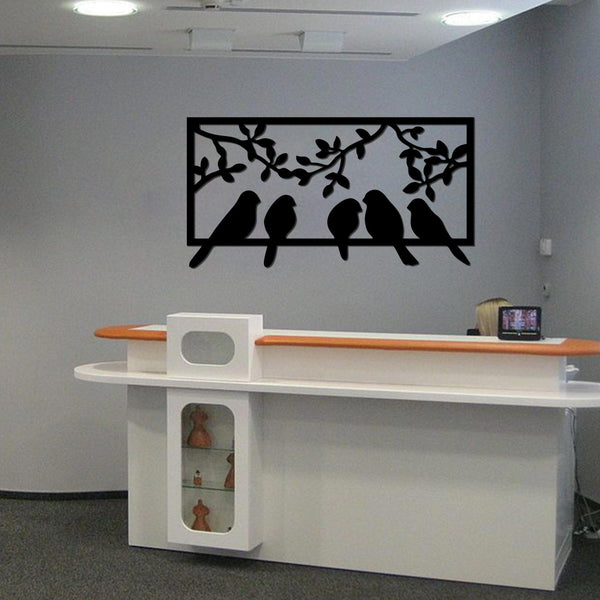 Elegant Birds on Branch Black Wooden Wall Hanging – Nature-Inspired Art for Timeless Decor