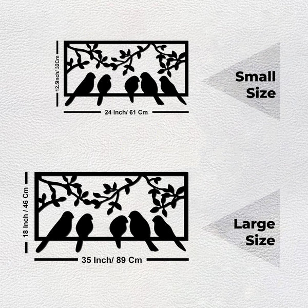 Elegant Birds on Branch Black Wooden Wall Hanging – Nature-Inspired Art for Timeless Decor