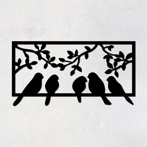 Elegant Birds on Branch Black Wooden Wall Hanging – Nature-Inspired Art for Timeless Decor