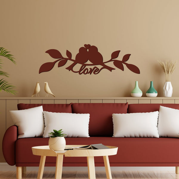 Premium Wooden Wall Hanging – Lovebirds on Tree Branch
