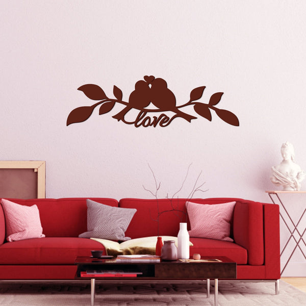 Premium Wooden Wall Hanging – Lovebirds on Tree Branch