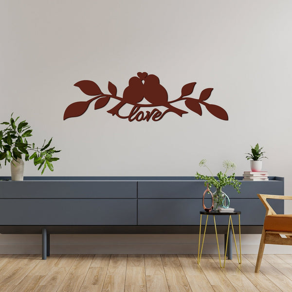 Premium Wooden Wall Hanging – Lovebirds on Tree Branch
