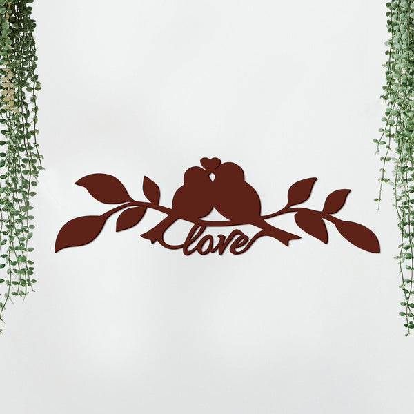 Premium Wooden Wall Hanging – Lovebirds on Tree Branch