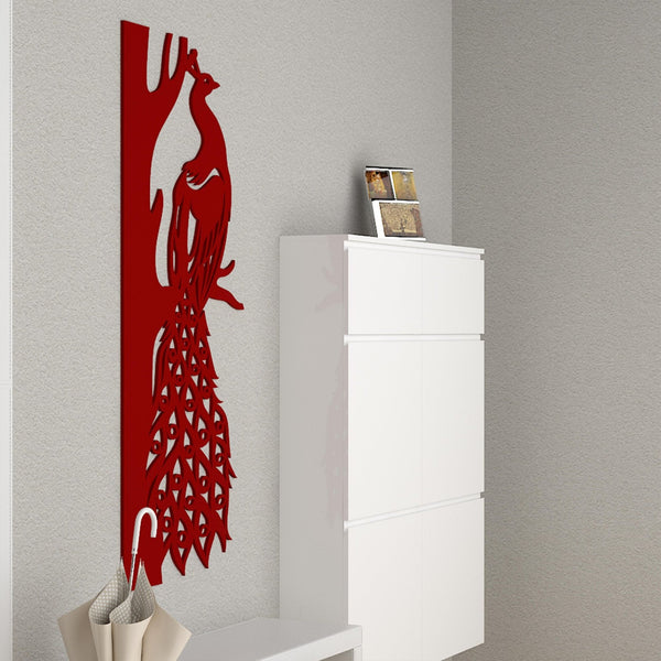 Elegant Peacock on Tree Branch – Premium Wooden Wall Hanging