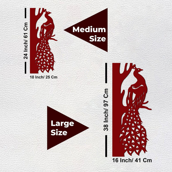 Elegant Peacock on Tree Branch – Premium Wooden Wall Hanging