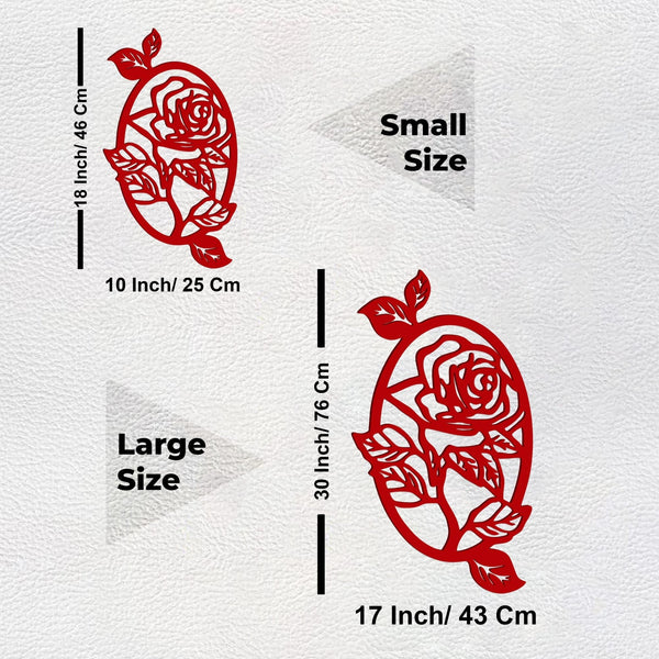 Elegant Oval Wooden Wall Hanging with Red Rose Design – Premium Finish