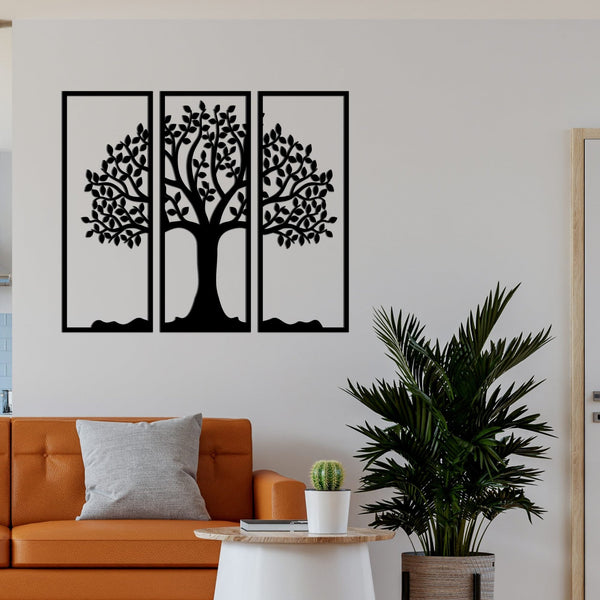 Majestic Tree Design – Premium 3-Piece Wooden Wall Hanging Set