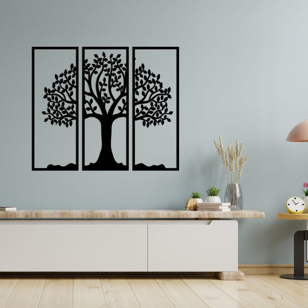 Majestic Tree Design – Premium 3-Piece Wooden Wall Hanging Set