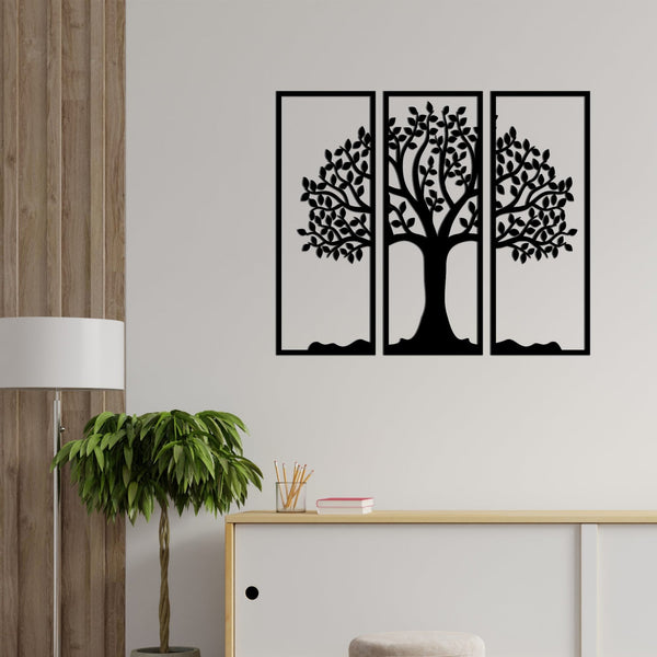 Majestic Tree Design – Premium 3-Piece Wooden Wall Hanging Set