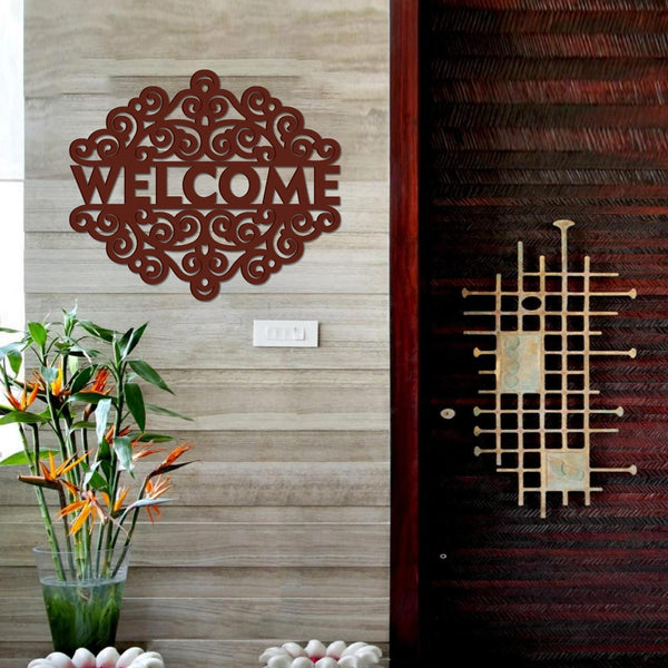 Beautiful “Welcome” Text Wooden Wall Hanging – Elegant, Handcrafted Décor for a Warm Ambiance