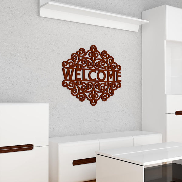 Beautiful “Welcome” Text Wooden Wall Hanging – Elegant, Handcrafted Décor for a Warm Ambiance