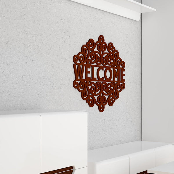 Beautiful “Welcome” Text Wooden Wall Hanging – Elegant, Handcrafted Décor for a Warm Ambiance