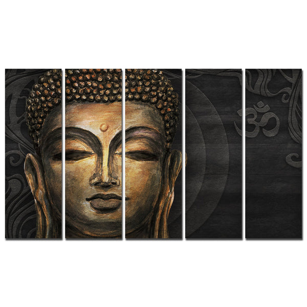 Gautam Buddha Face Wall Painting (5 Pieces)