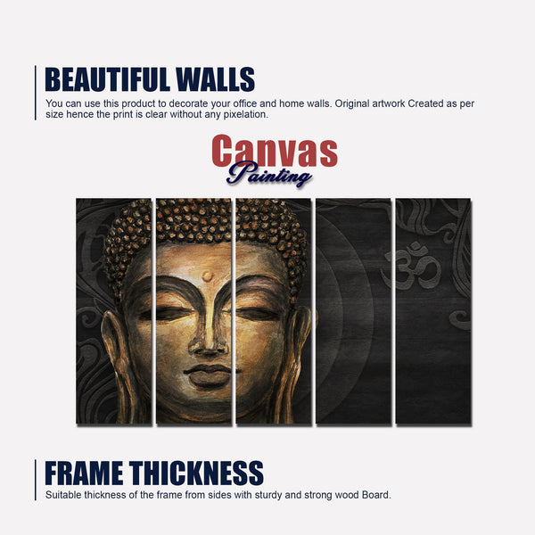Gautam Buddha Face Wall Painting (5 Pieces)