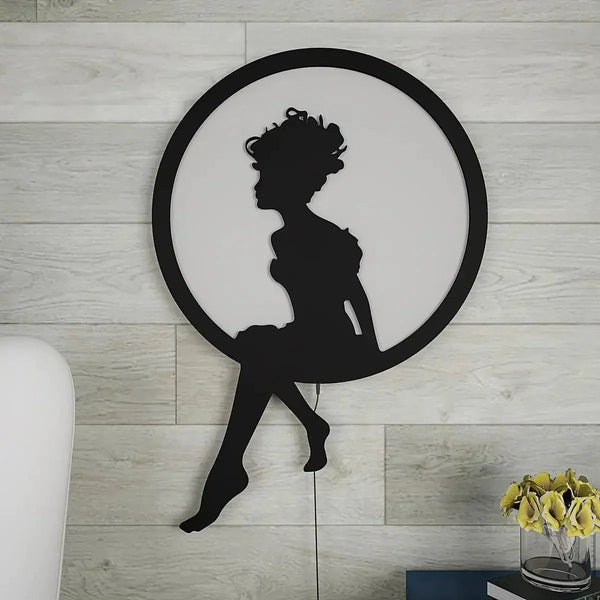 Graceful Angel Backlit Wooden Wall Decor with LED Night Light