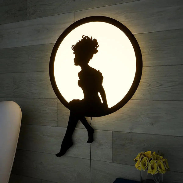 Graceful Angel Backlit Wooden Wall Decor with LED Night Light