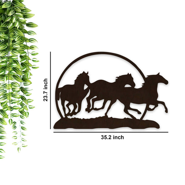 Elegant Running Horse Backlit Wooden Wall Decor – Walnut Finish