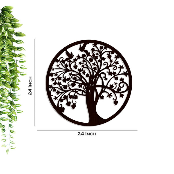 Tree of Life Round Backlit Wooden Wall Hanging – Walnut Finish