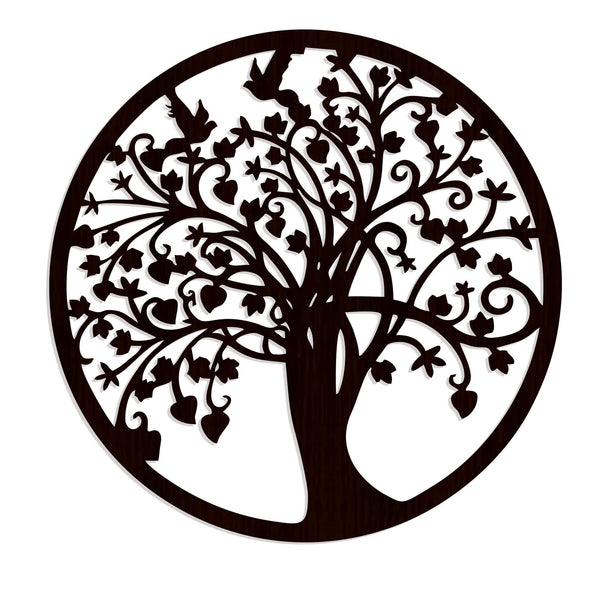 Tree of Life Round Backlit Wooden Wall Hanging – Walnut Finish