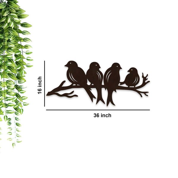 Birds on a Branch Backlit Wooden Wall Decor with LED Night Light – Walnut Finish