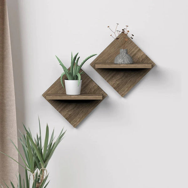 Classic Designer Wooden Wall-Mounted Shelf – Set of Two