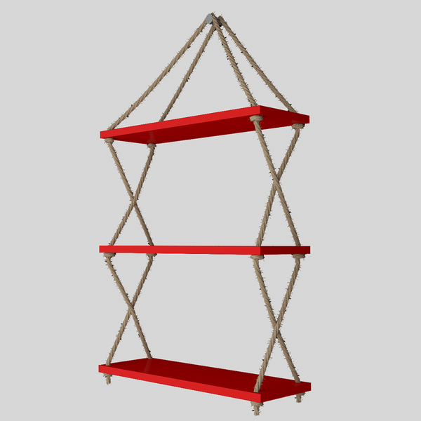 Cross Rope Wooden Wall Hanging Planter Shelf – Red