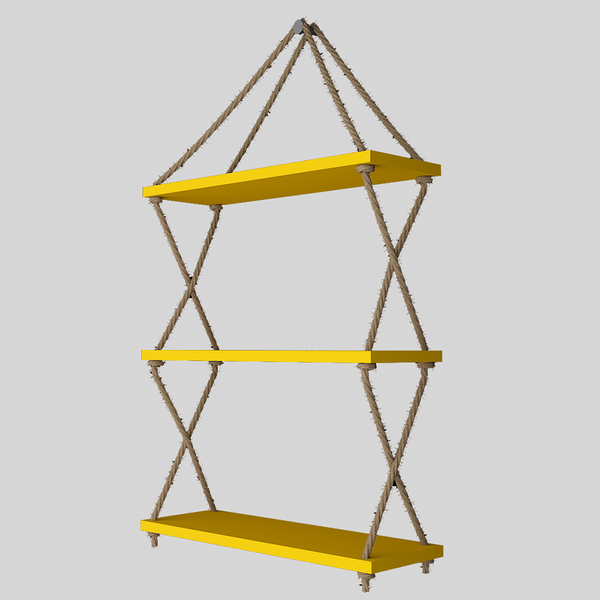 Cross Rope Wooden Wall Hanging Planter Shelf – Yellow