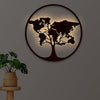 World Map Tree Backlit Wooden Wall Art with LED Night Light Walnut Finish
