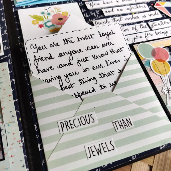 Birthday Greeting Card, Deep Blue with Hearts