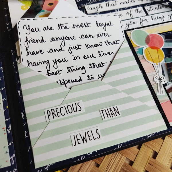 Birthday Greeting Card, Deep Blue with Hearts