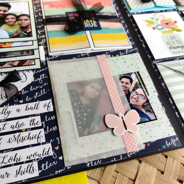 Birthday Greeting Card, Deep Blue with Hearts