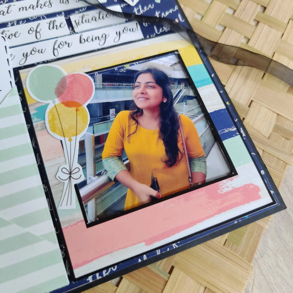 Birthday Greeting Card, Deep Blue with Hearts