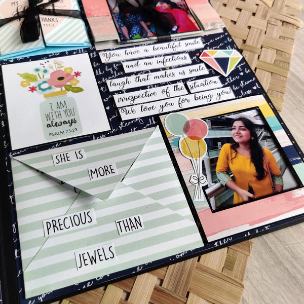 Birthday Greeting Card, Deep Blue with Hearts