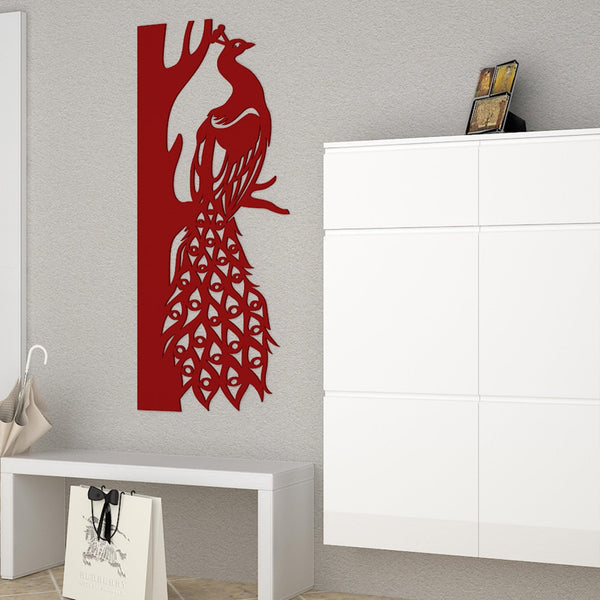 Elegant Peacock on Tree Branch – Premium Wooden Wall Hanging