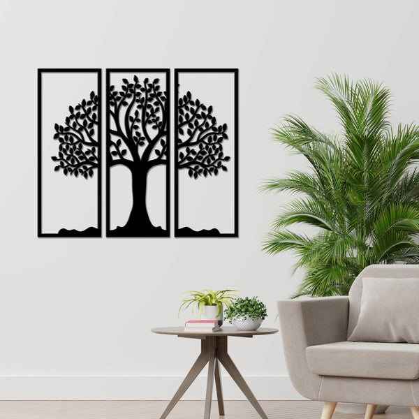 Majestic Tree Design – Premium 3-Piece Wooden Wall Hanging Set
