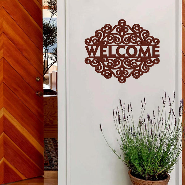 Beautiful “Welcome” Text Wooden Wall Hanging – Elegant, Handcrafted Décor for a Warm Ambiance