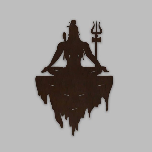Lord Shiva Premium Backlit Design Wooden Wall Hanging with LED Night Light Walnut Finish