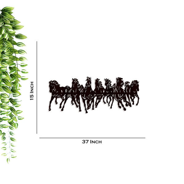 Majestic 7 Running Horses Backlit with LED Wooden Wall Hanging