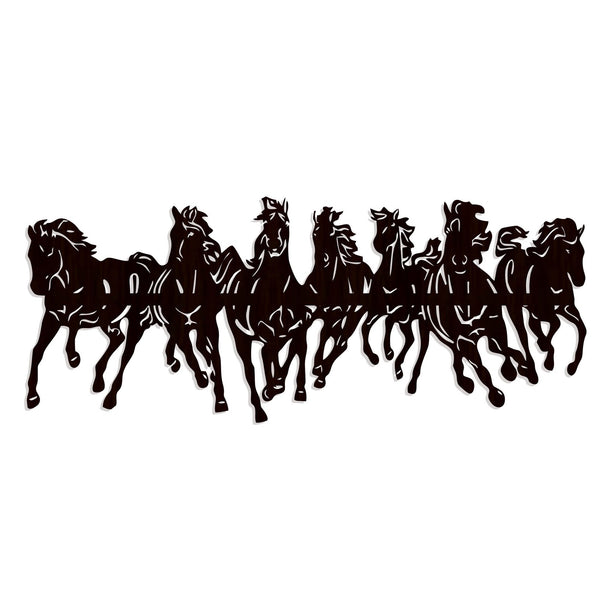 Majestic 7 Running Horses Backlit with LED Wooden Wall Hanging