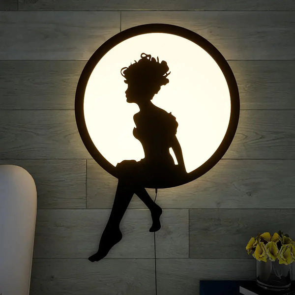Graceful Angel Backlit Wooden Wall Decor with LED Night Light