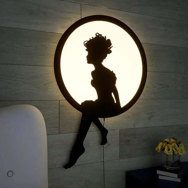 Graceful Angel Backlit Wooden Wall Decor with LED Night Light