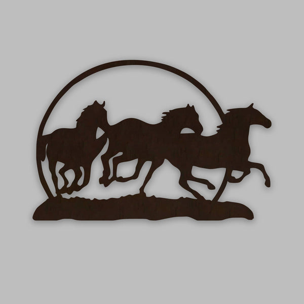 Elegant Running Horse Backlit Wooden Wall Decor – Walnut Finish