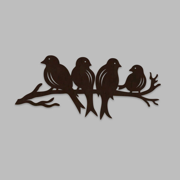Birds on a Branch Backlit Wooden Wall Decor with LED Night Light – Walnut Finish