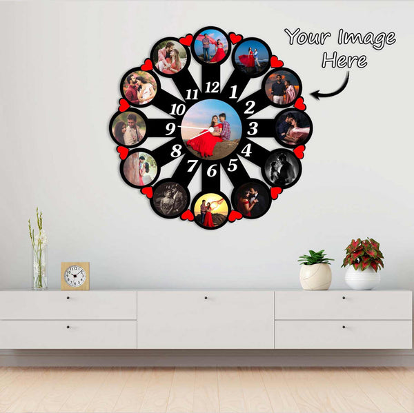 Hanging Wall Clock (Personalised -12 photos) - Gifty