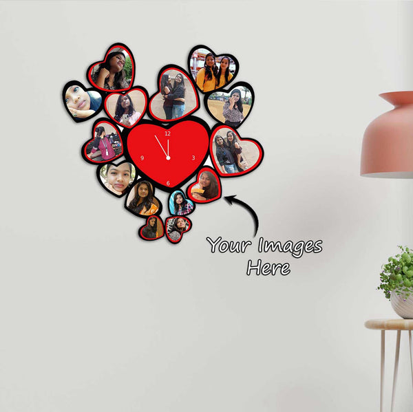 Heart-shaped Wall Clock (Personalised- 14 Hearts) - Gifty