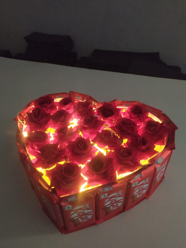 Valentine's Day Chocolate and Rose Heart Hamper
